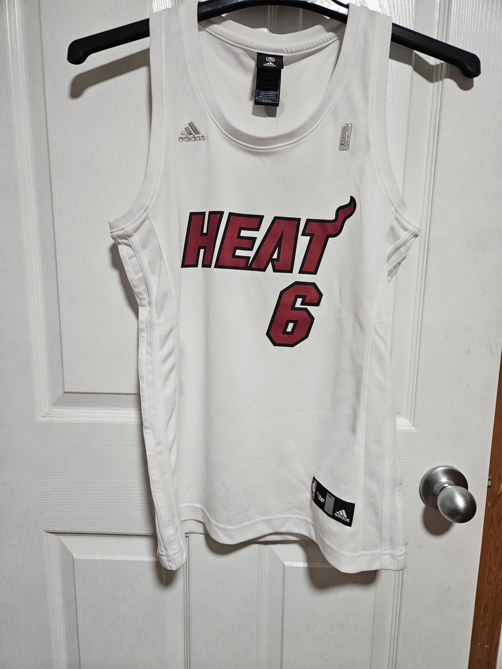 adidas King James White Miami HEAT #6 Basketball Jersey Womens Medium